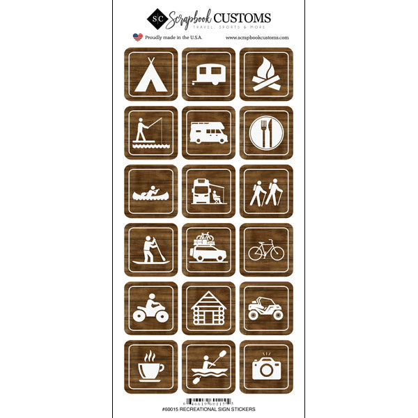 OUTDOOR RECREATION Sign Stickers 18pc Scrapbook Customs