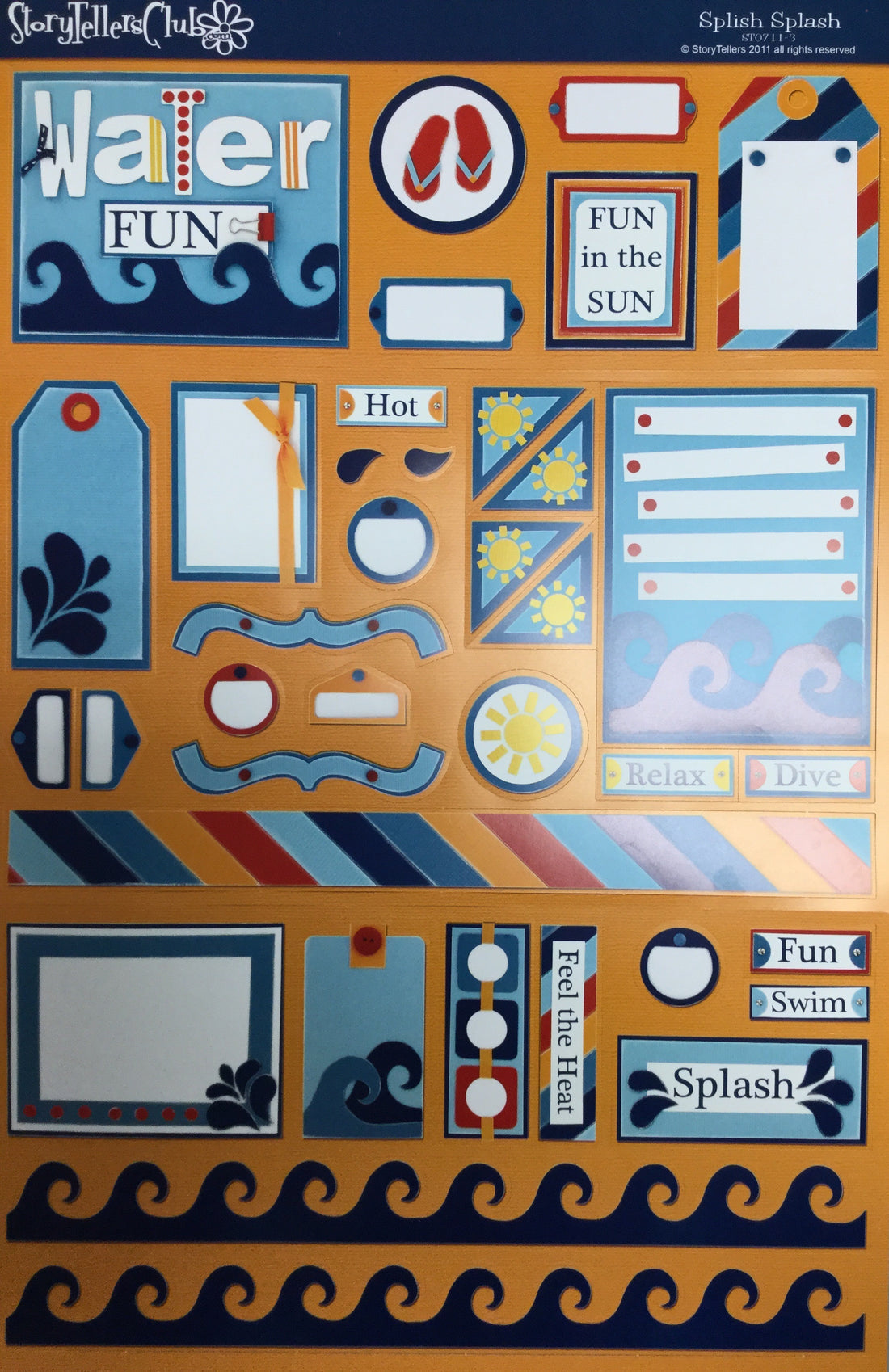 Storytellers SPLISH SPLASH KIT 12&quot;X12&quot; Scrapbook Paper &amp; DieCuts 5pc Scrapbooksrus