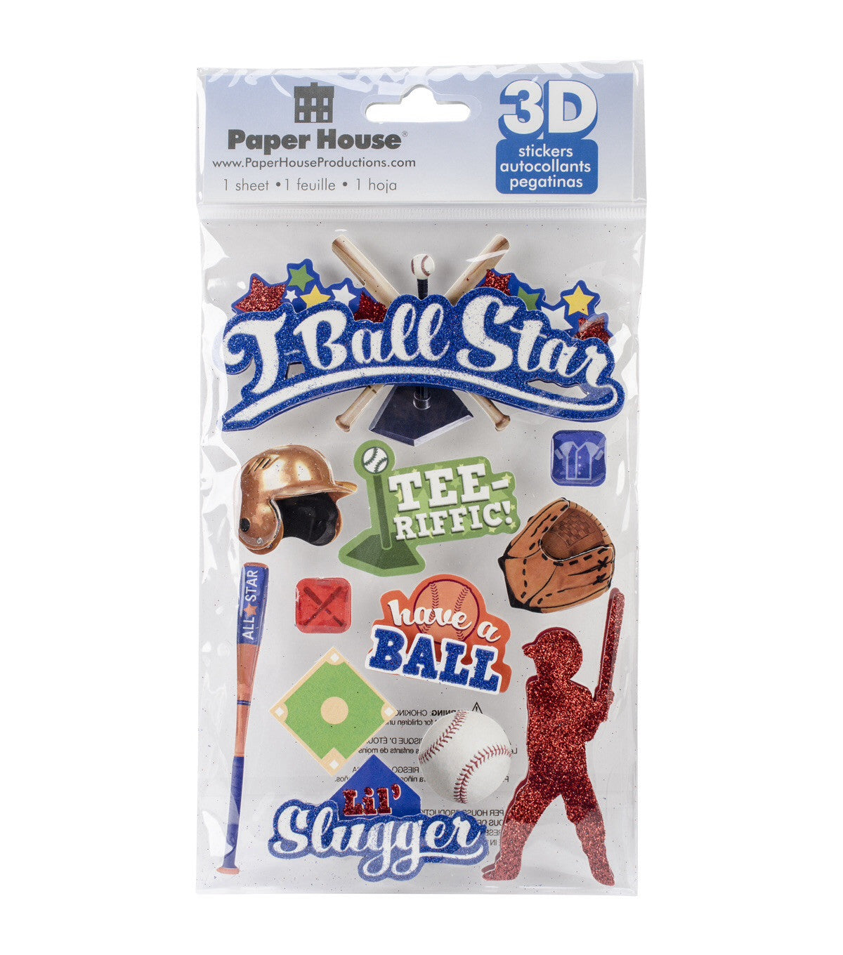 Paper House SPORTS 3D Stickers 4.5&quot;x 7&quot; - Scrapbook Kyandyland