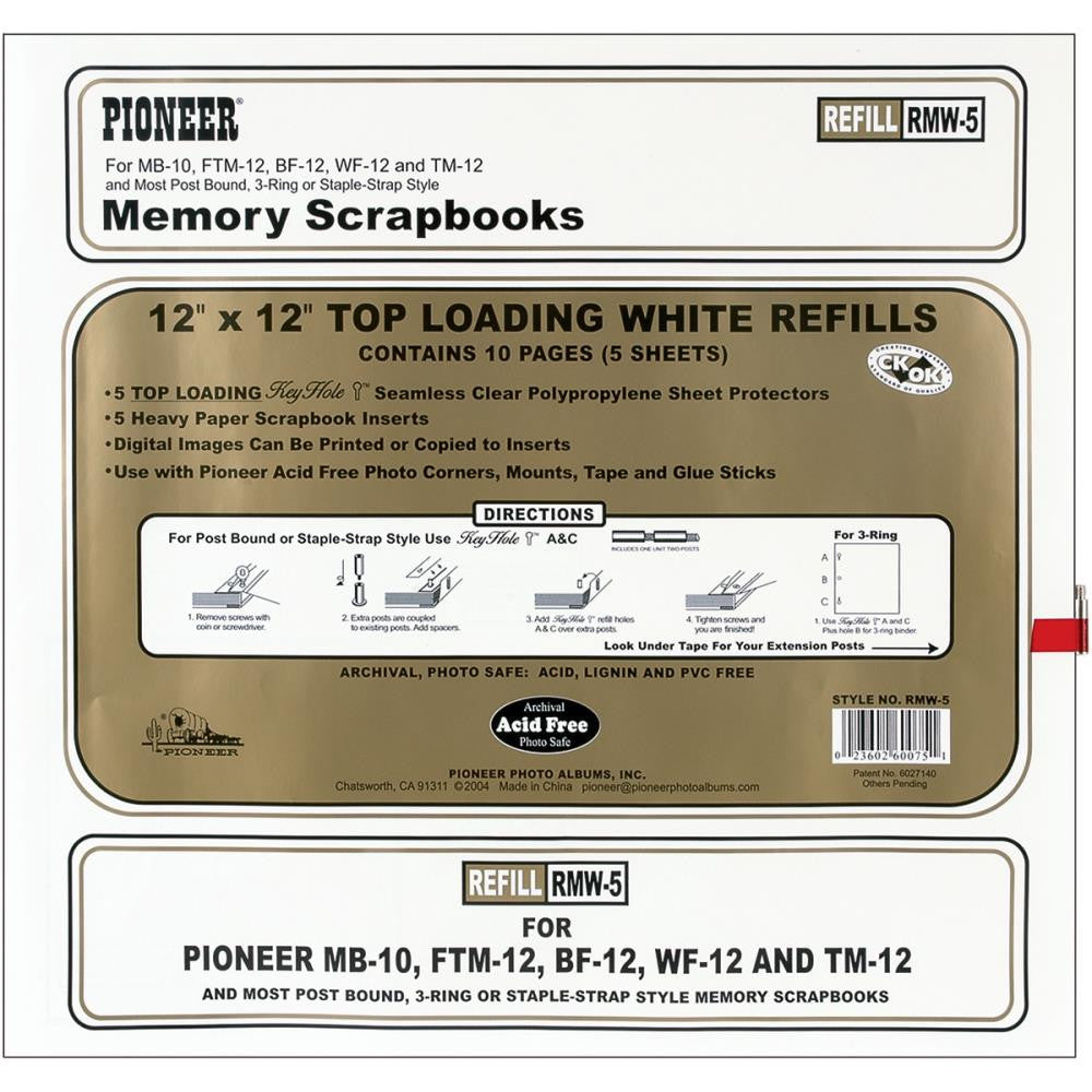 Pioneer 12"X12" Scrapbook Page Protectors Top-Loading 10 pages