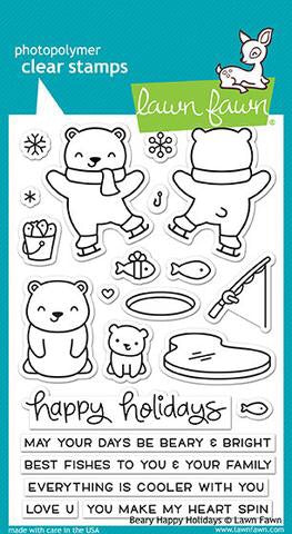 Lawn Fawn  BEARY HAPPY HOLIDAYS Clear Stamps 42 pc Scrapbooksrus