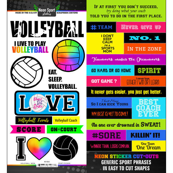 Neon Sport VOLLEYBALL 6&quot;X12&quot; Scrapbook Customs ScrapbooksRus