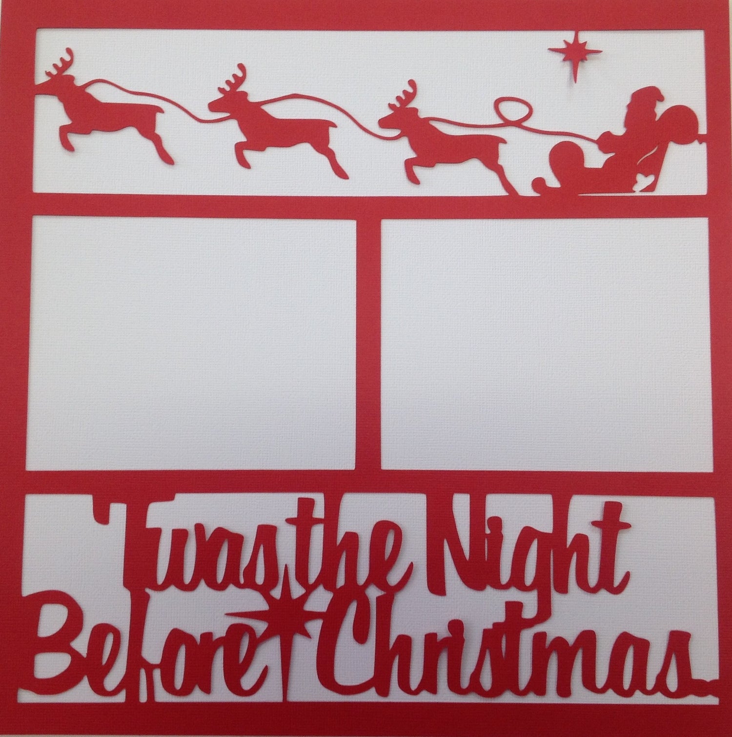 Page Frame TWAS THE NIGHT BEFORE CHRISTMAS Red Scrapbook Overlay