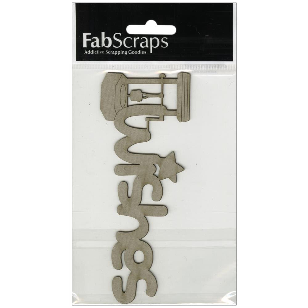 Fabscraps WISHES Die-Cut Grey Chipboard Word - Scrapbook Kyandyland