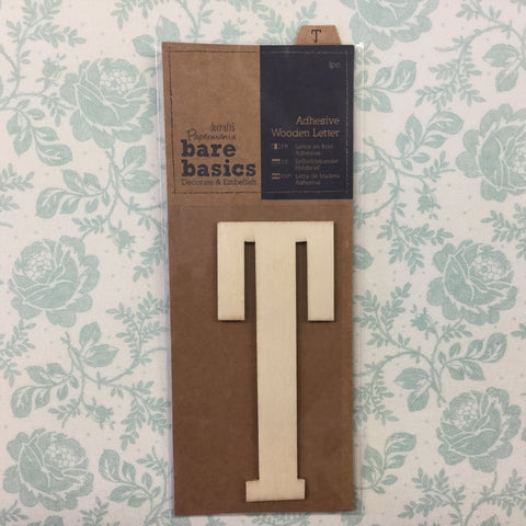 Scrapbooksrus Papermania Bare Basics Wooden Adhesive LETTER T Wood Scrapbooksrus