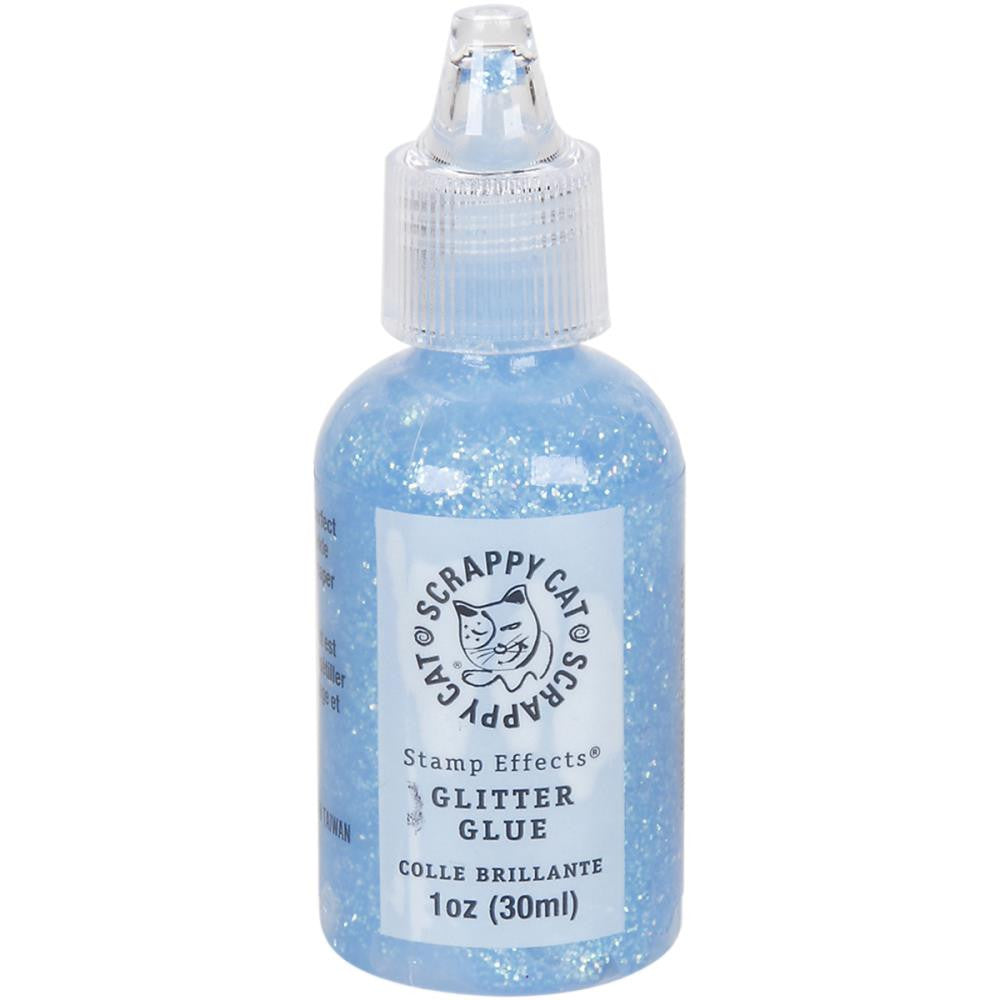 Darice Scrappy Cat GLITTER GLUE Lt Blue &amp; Rainbow 1oz