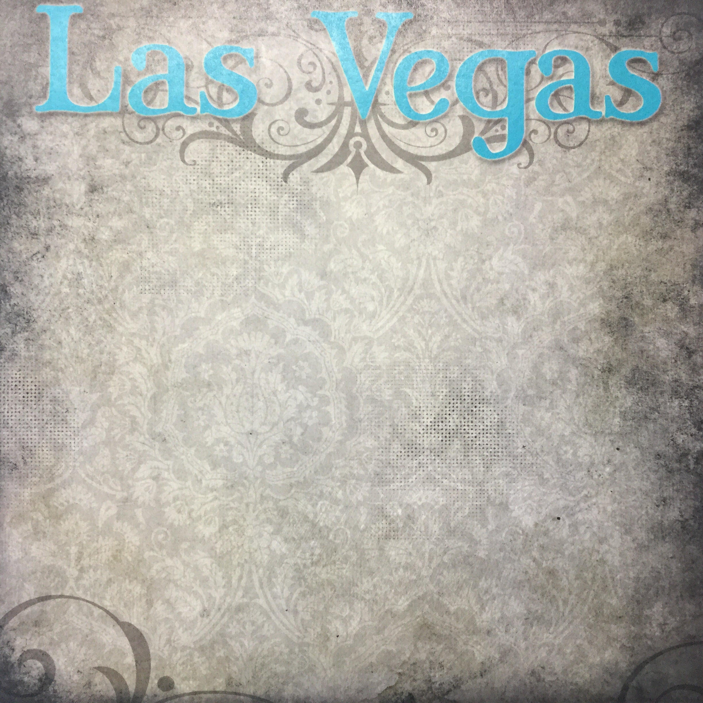 Old Antique LAS VEGAS TEAL 12&quot;X12&quot; Scrapbook Travel Paper Sheet LV @scrapbooksrus