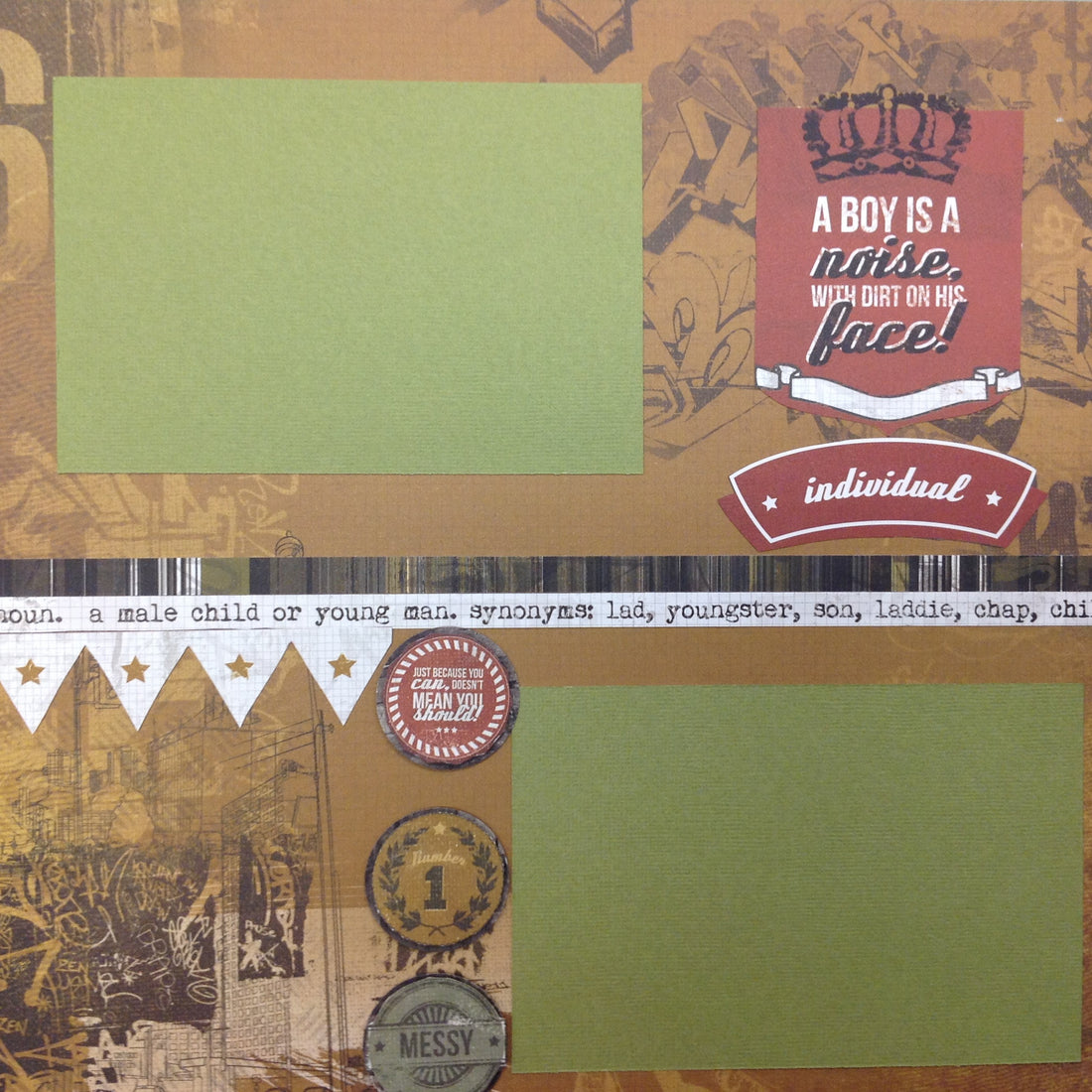 Premade Scrapbook Page (1) 12&quot;x12&quot; BOY - Scrapbook Kyandyland