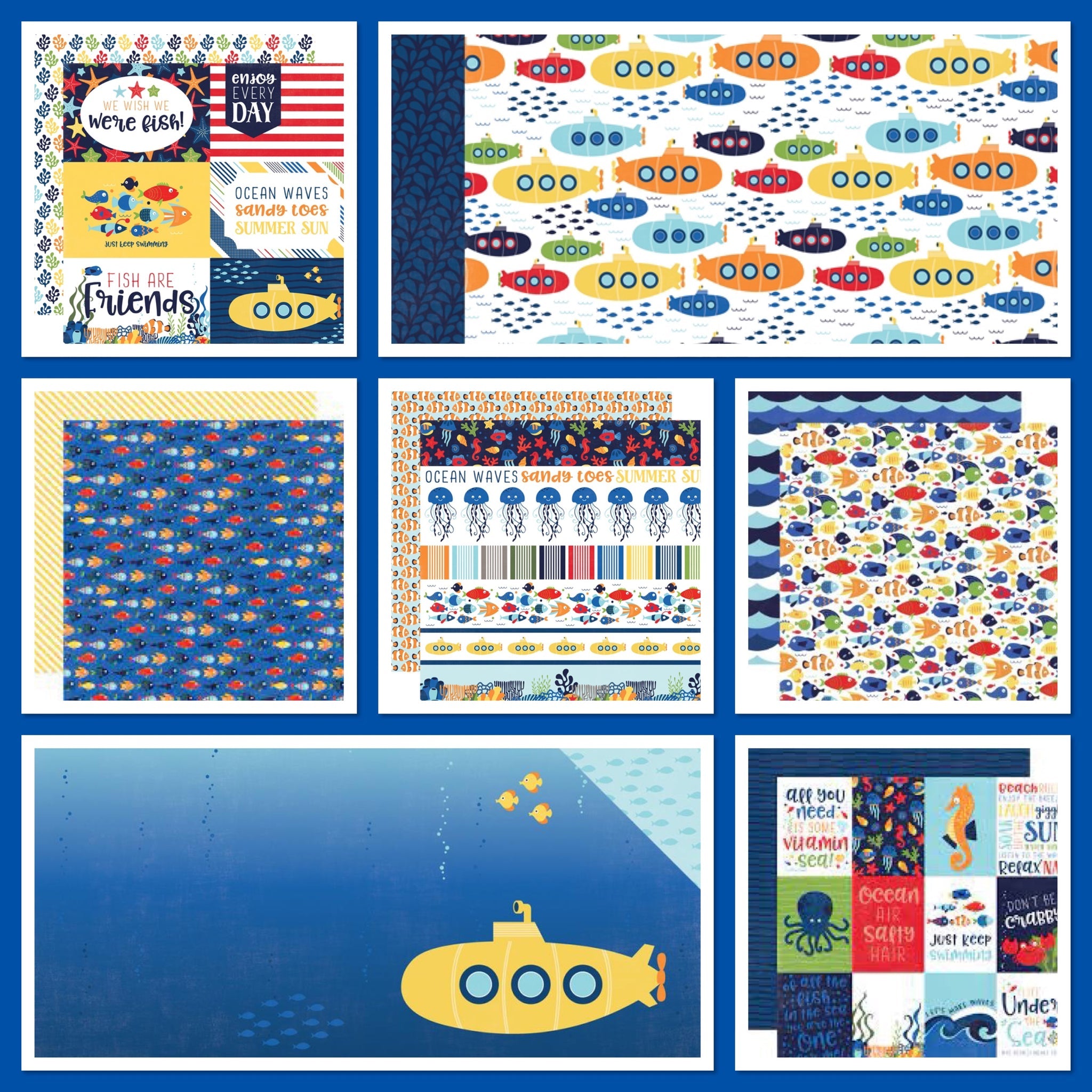 Echo Park UNDER THE SEA Scrapbook Paper Kit 12”X12” 10pc