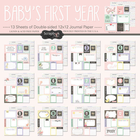 BABY'S FIRST YEAR GIRL 12"X12" Paper Kît Scrapbook Customs