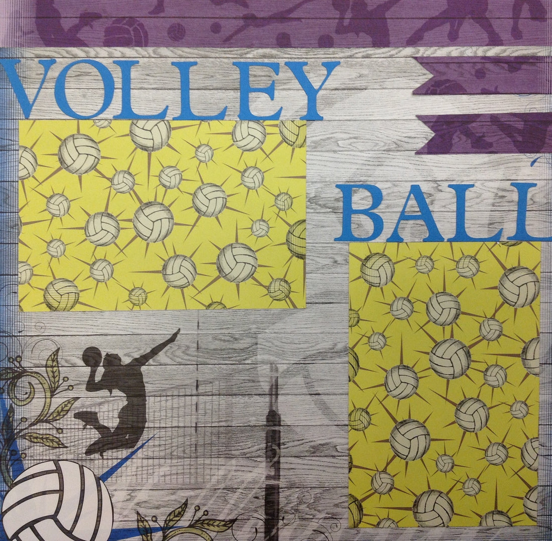 Premade Scrapbook Page (1) 12"x12" VOLLEY BALL - Scrapbook Kyandyland