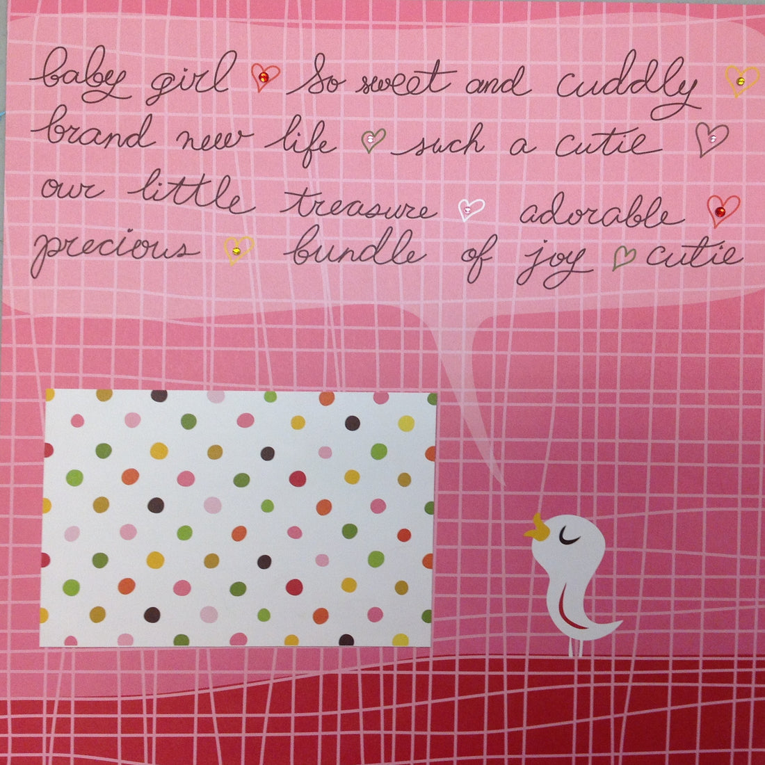 Premade Scrapbook Page (1) 12"x12" SWEET AND CUDDLY - Scrapbook Kyandyland
