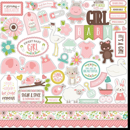 Echo Park SWEET BABY GIRL 12&quot;X12&quot; 13pc. Scrapbook Kit Scrapbooksrus