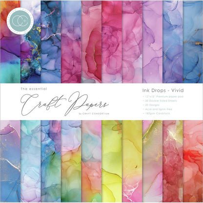 Craft Consortium Ink Drops VIVID 12”X12” Premium Paper Pad