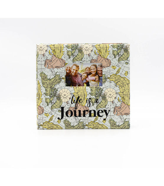 Preserve memories from your travels in this Park Lane Scrapbook Album-Map &amp; Life is a Journey. The scrapbook features a design of the map of the world with a coordinating caption reading &