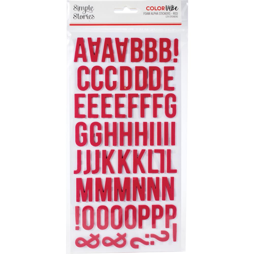 Simple Stories COLORVIBE RED Foam Alpha Letter Stickers Scrapbooksrus