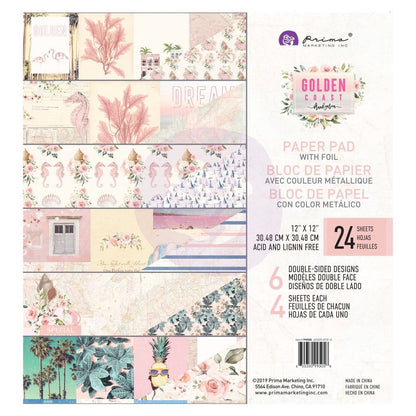 Prima GOLDEN COAST 12X12 Paper Pack 24pc Scrapbooksrus