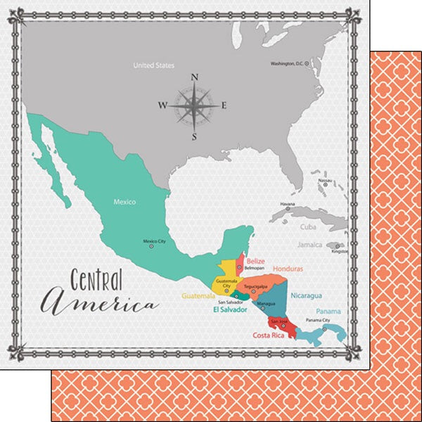 CENTRAL AMERICA Memories Map Travel Scrapbook Paper Scrapbooksrus