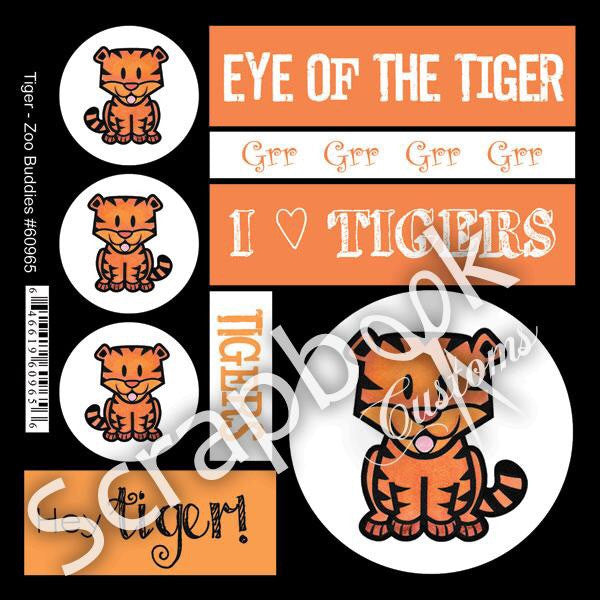 Zoo Buddies TIGER Scrapbook Stickers 9 pc