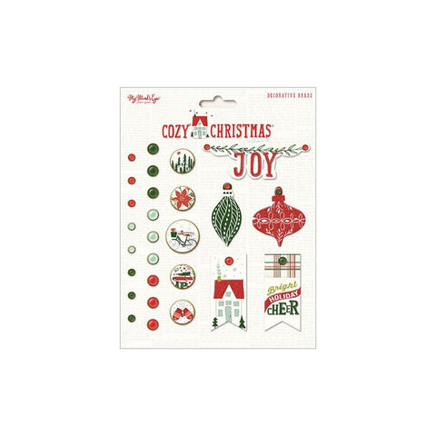 My Mind's Eye COZY CHRISTMAS Decorative Brads 27pc - Scrapbook Kyandyland
