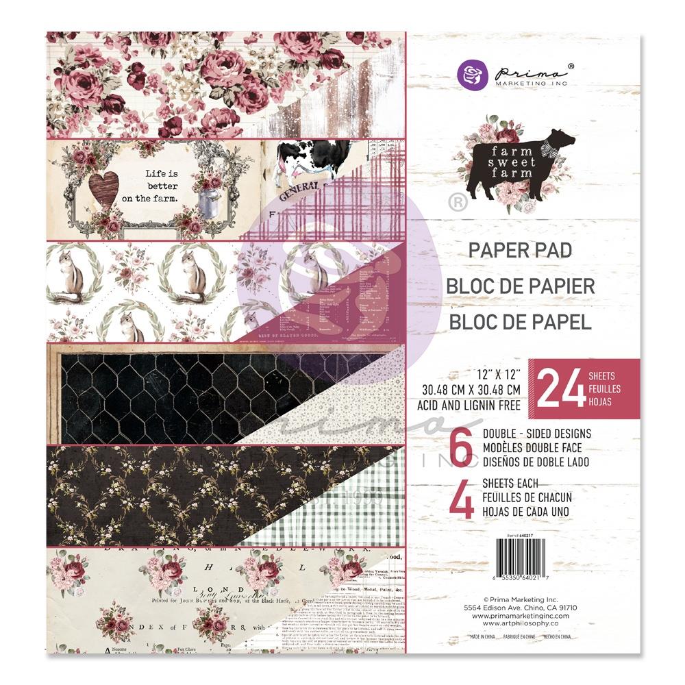 Prima FARM SWEET FARM 12&quot;X12&quot; Paper Pad with Foil 24 sheets