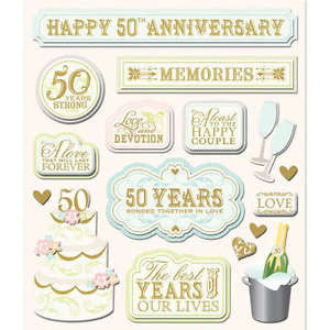 Life's Little Occasions 50 YEAR ANNIVERSARY 3D Sticker 16pc - Scrapbook Kyandyland