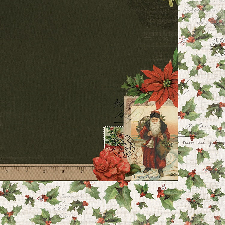 Kaisercraft Letters To Santa HOLLY & BERRIES 12"X12" Scrapbook Sheet Scrapbooksrus