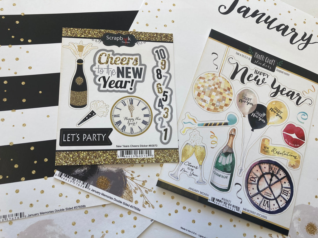 JANUARY NEW YEARS MEMORIES Scrapbook Kit 5pc