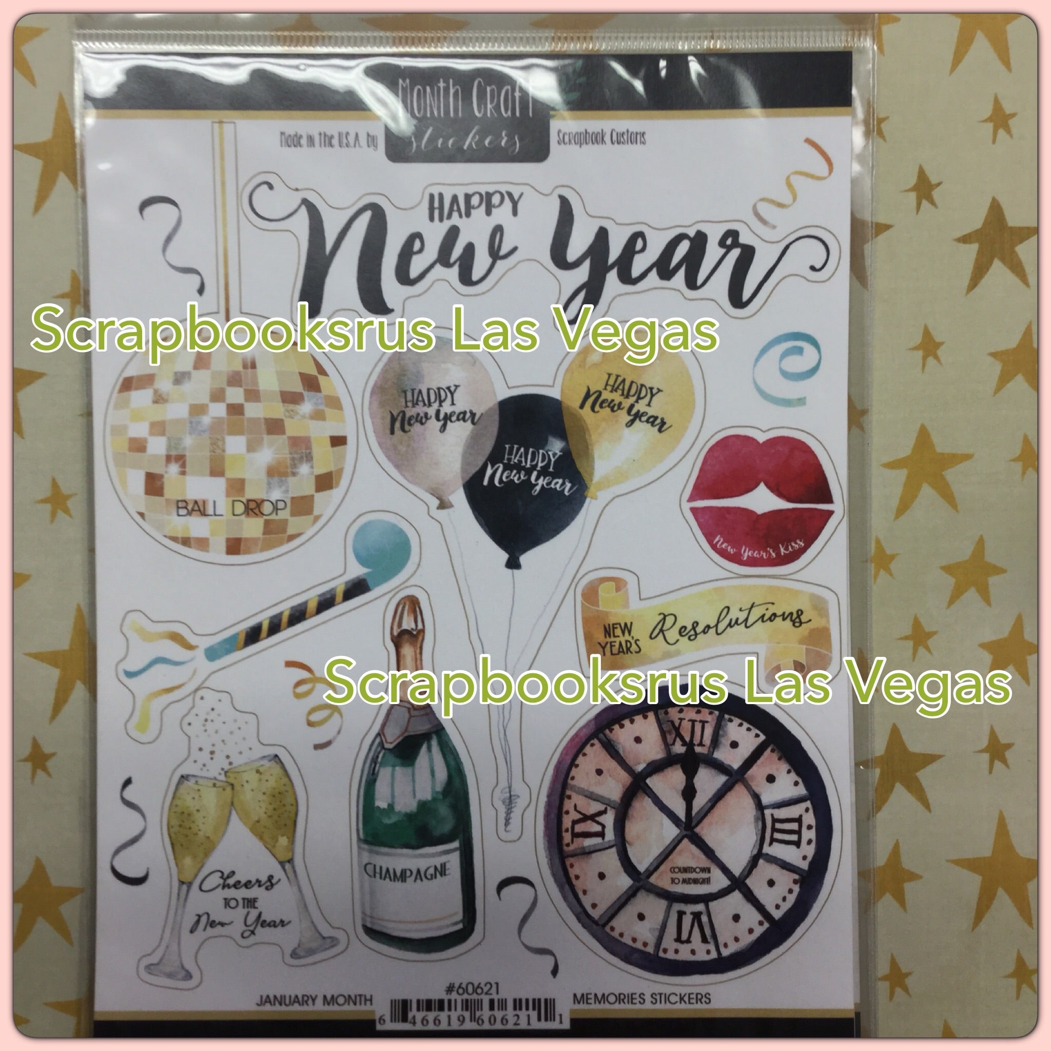 Month Craft Stickers JANUARY Happy New Year 9pc