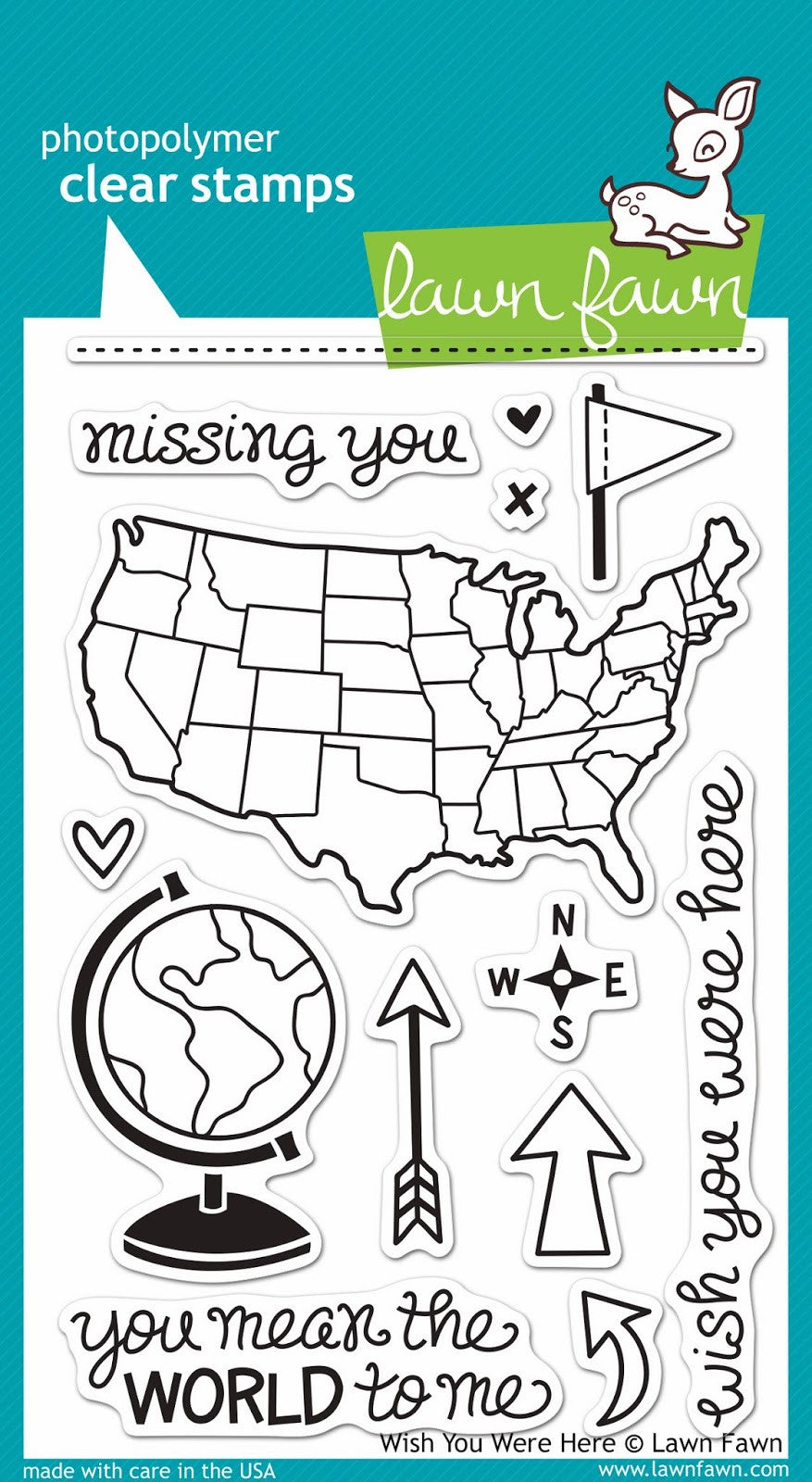 Lawn Fawn WISH YOU WERE HERE Clear Stamps 4&quot;X6&quot; - Scrapbook Kyandyland
