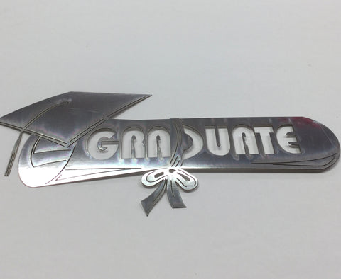 GRADUATE Diploma Cap Silver School Grad Laser Cut DieCut