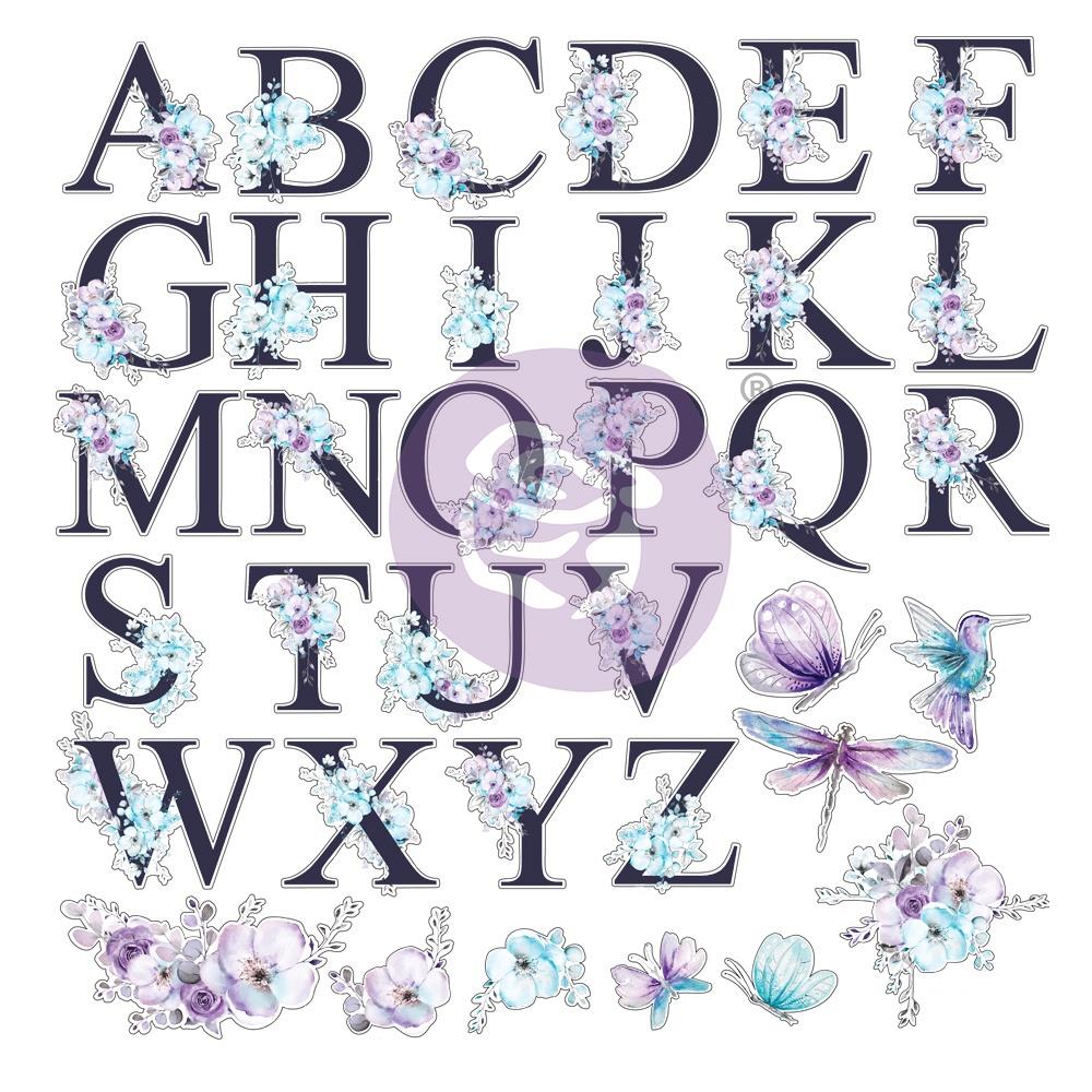 Prima Aquarelle Dreams ACETATE ALPHABET EPHEMERA 35pc