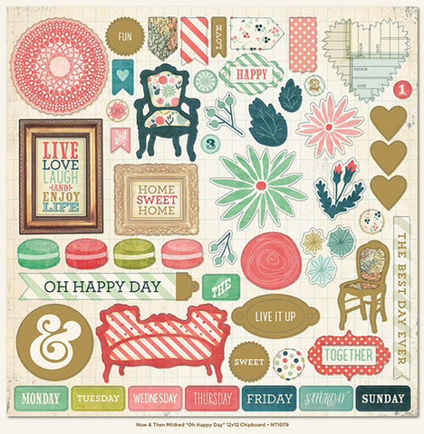 My Mind's Eye Collection OH HAPPY DAY Chipboard 12"x12" 58 pc - Scrapbook Kyandyland