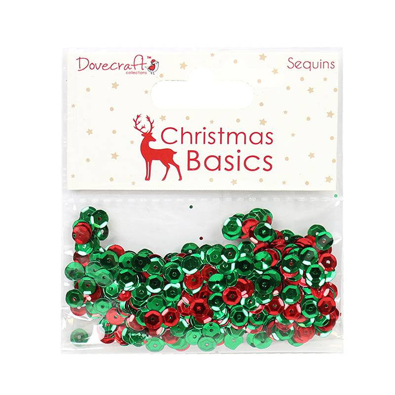 Dovecraft Christmas Basics SEQUINS Red &amp; Green