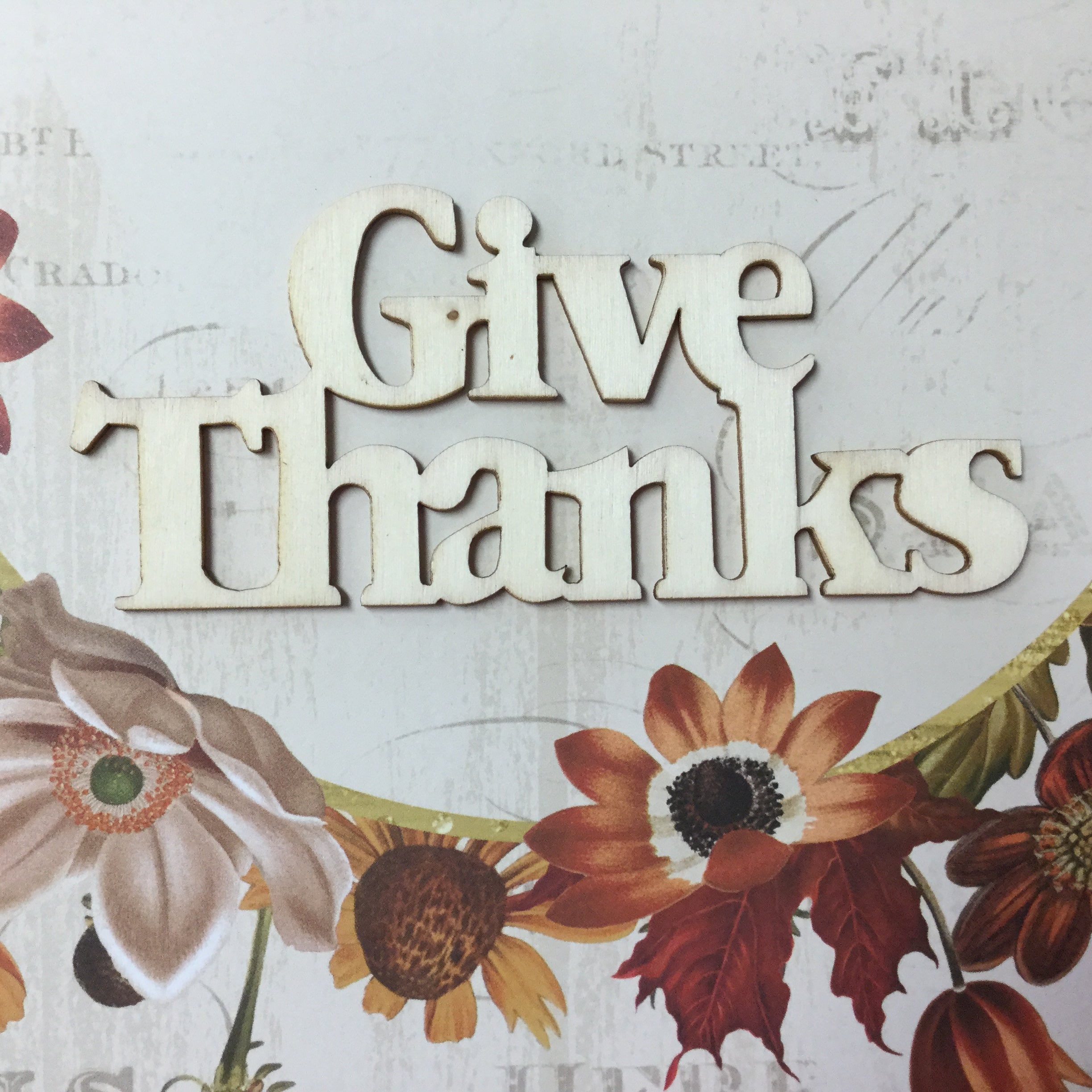 Wooden Harvest Titles GIVE THANKS Wood Word 1pc @Scrapbooksrus Las Vegas Largest Scrapbook Store