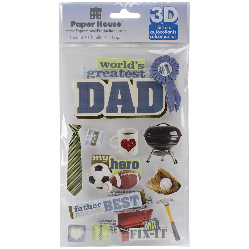 Paper House DAD 3D Stickers 4.5&quot;x 7&quot; 12pc - Scrapbook Kyandyland