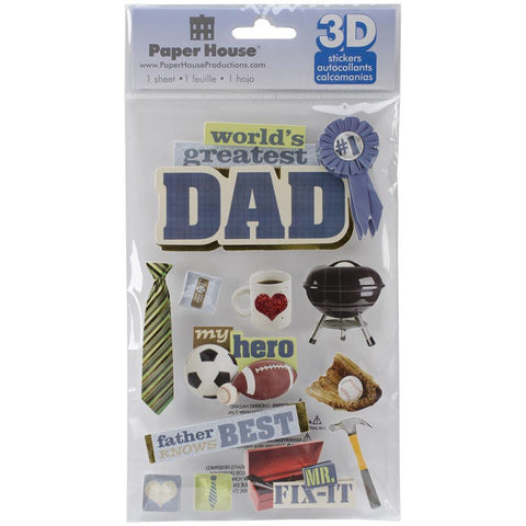 Paper House DAD 3D Stickers 4.5"x 7" 12pc - Scrapbook Kyandyland
