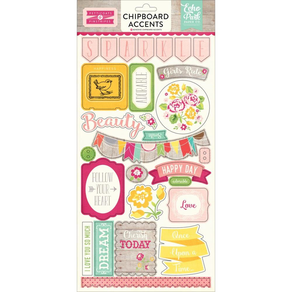 Echo Park PETTICOATS & PINSTRIPES Chipboard Stickers