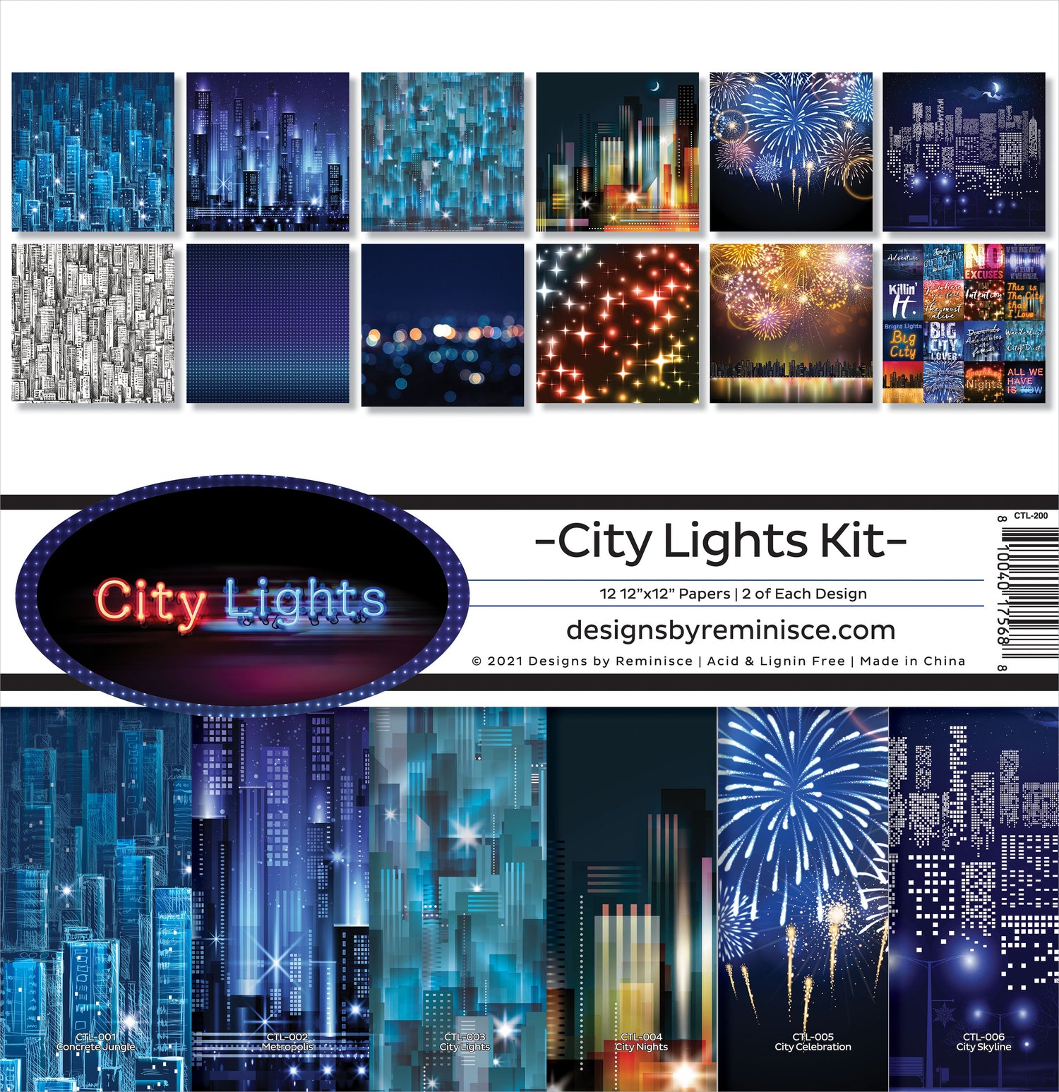 Reminisce CITY LIGHTS KIT 12&quot;X12&quot; Scrapbook Kit 12pc