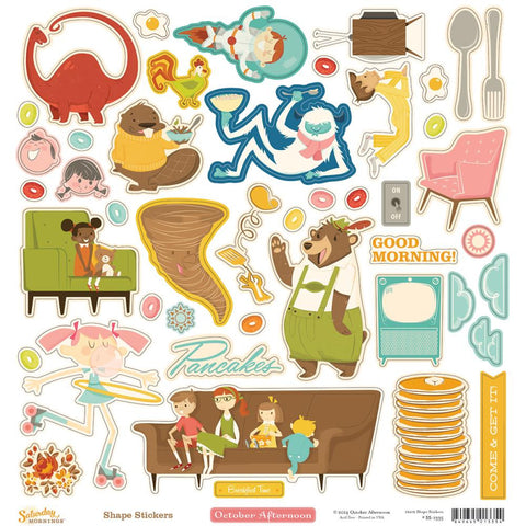 October Afternoon SATURDAY MORNINGS 12X12 Stickers 48pc - Scrapbook Kyandyland