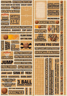 Reminisce BASKETBALL Real Sports Stickers 66pc - Scrapbook Kyandyland