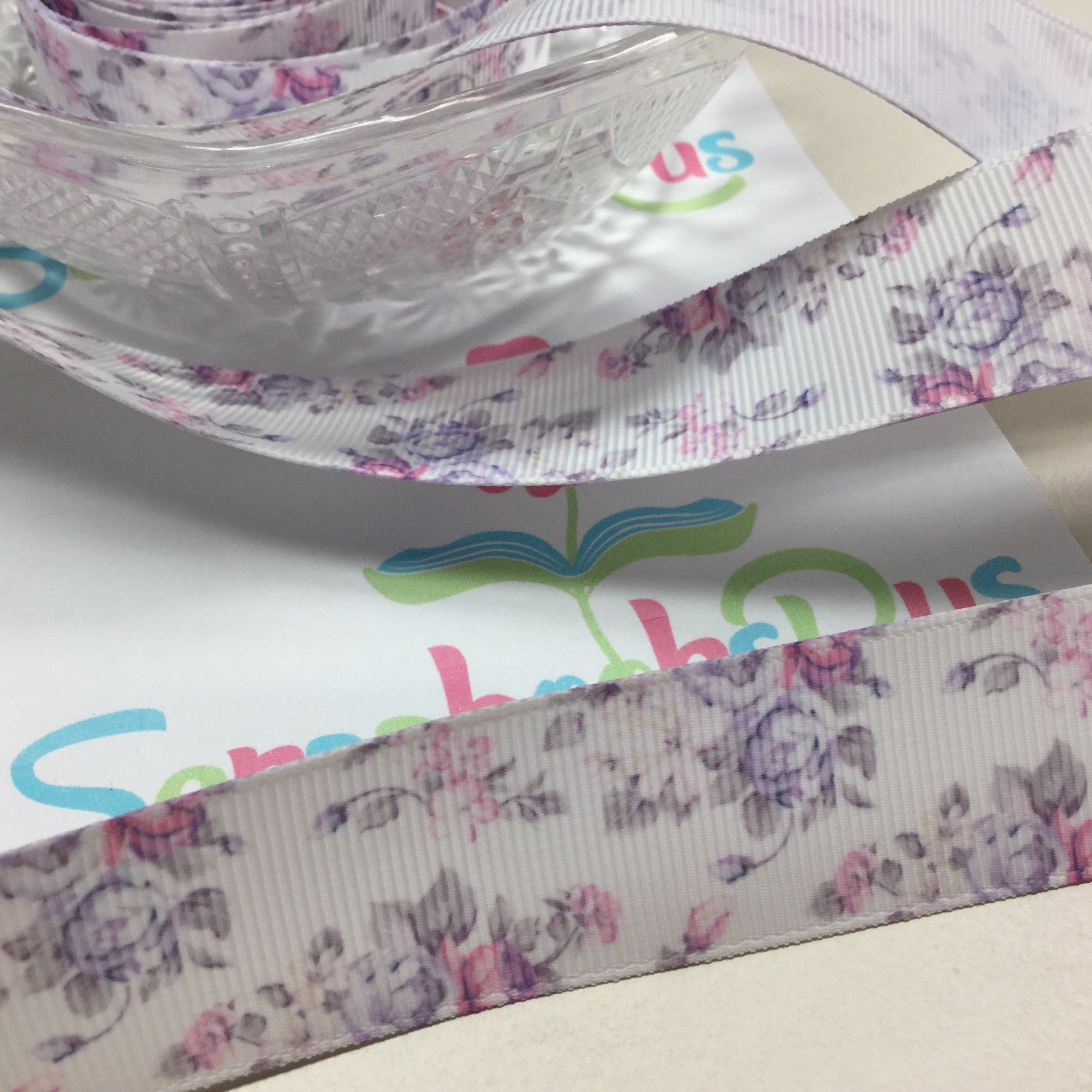 Cayla Floral Lavender Grosgrain Ribbon 1 yard Scrapbooksrus Scrapbook Store