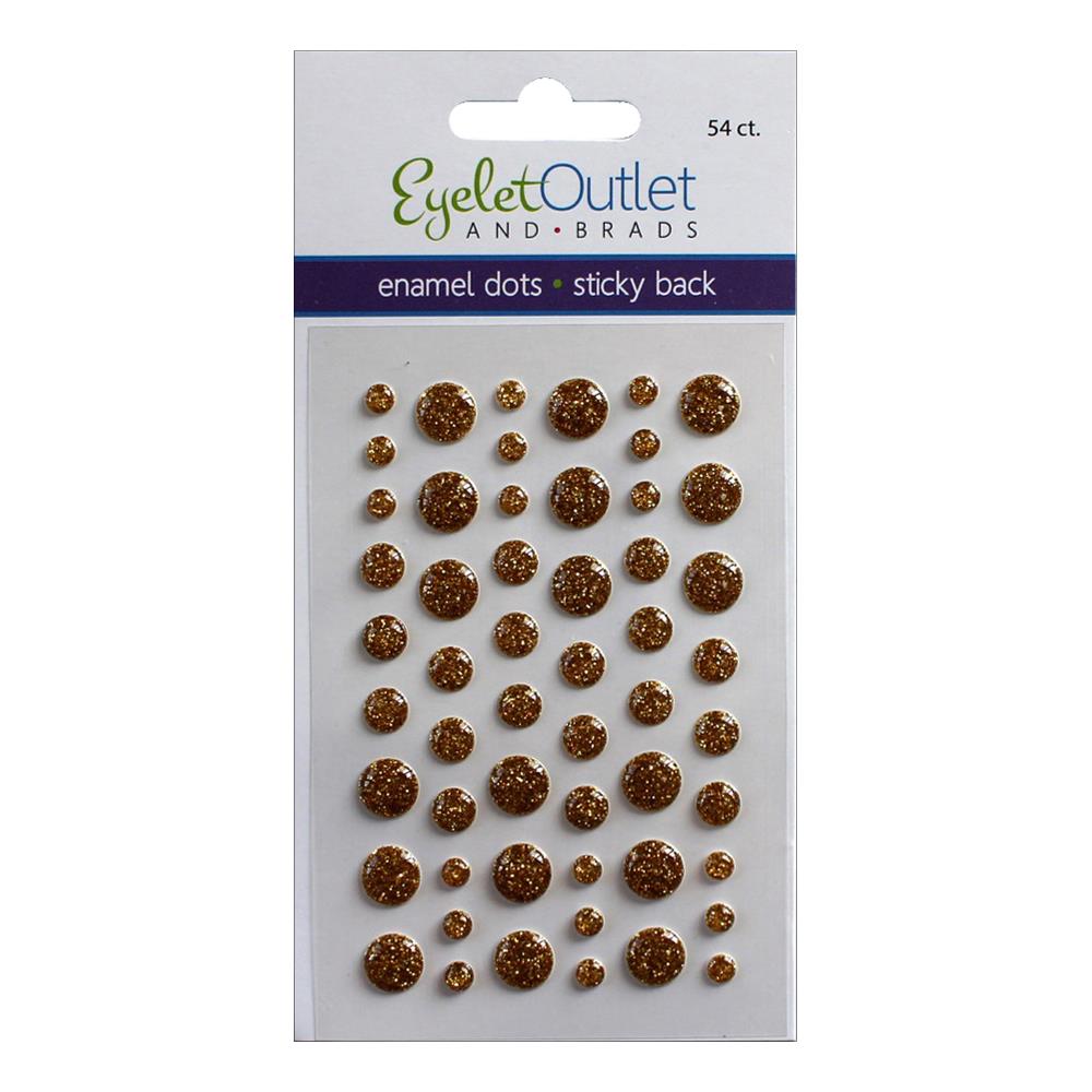 EyeLet Outlet ENAMEL DOTS GLITTER GOLD Sticky Back 54pc