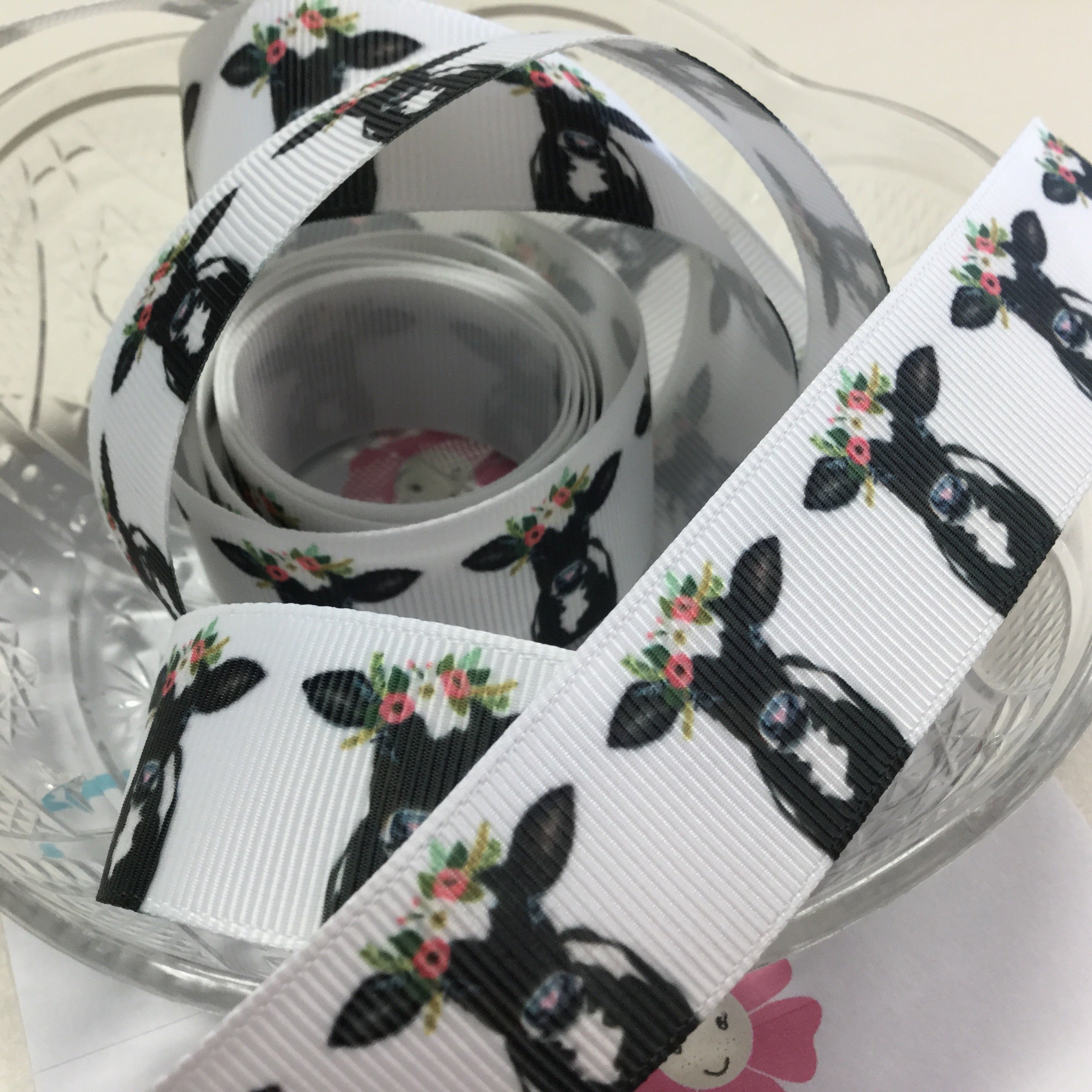 Floral Cow Grosgrain Ribbon 1 yard Scrapbooksrus Scrapbook Store