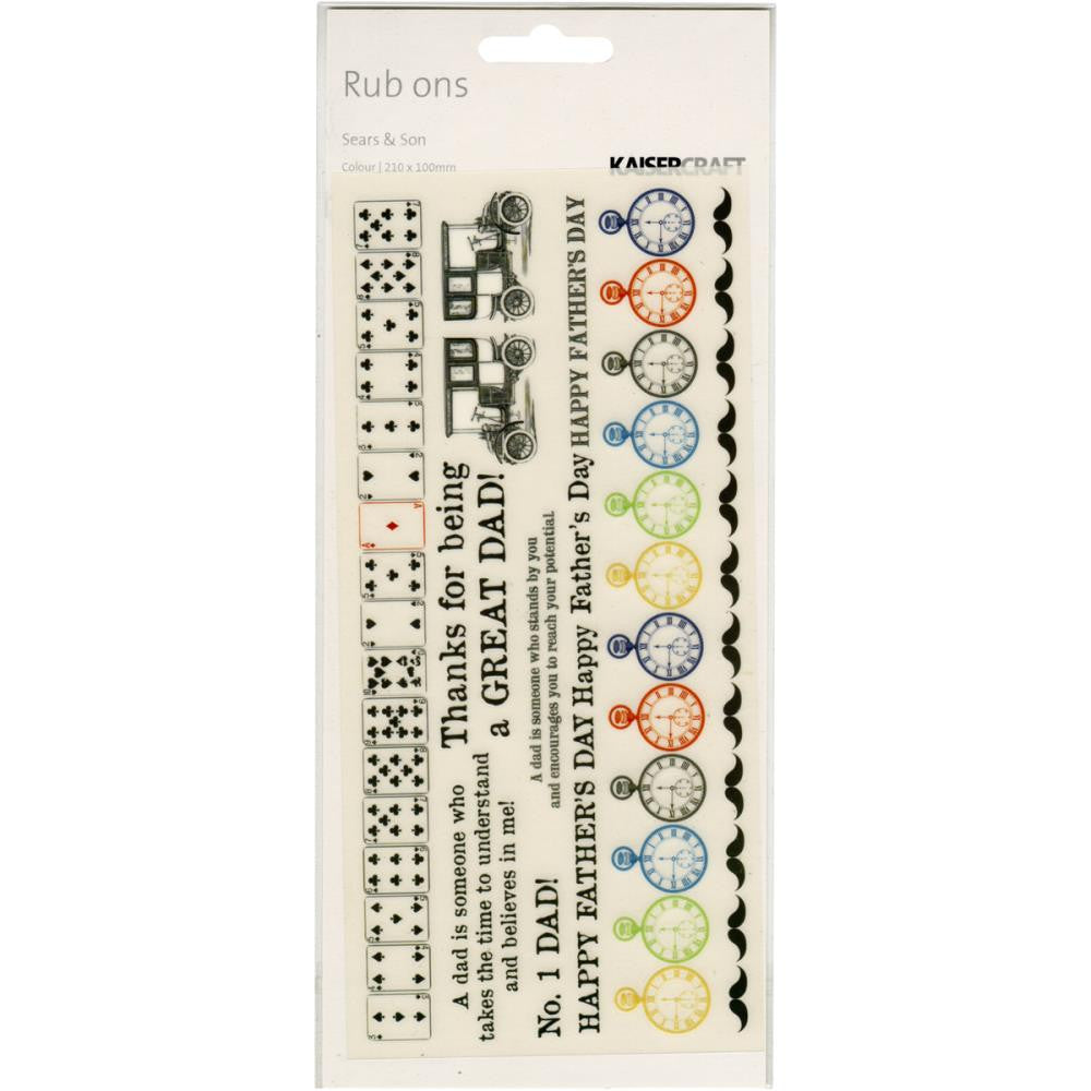 Kaisercraft SEARS &amp; SON Collection Rub Ons 9pc - Scrapbooksrus