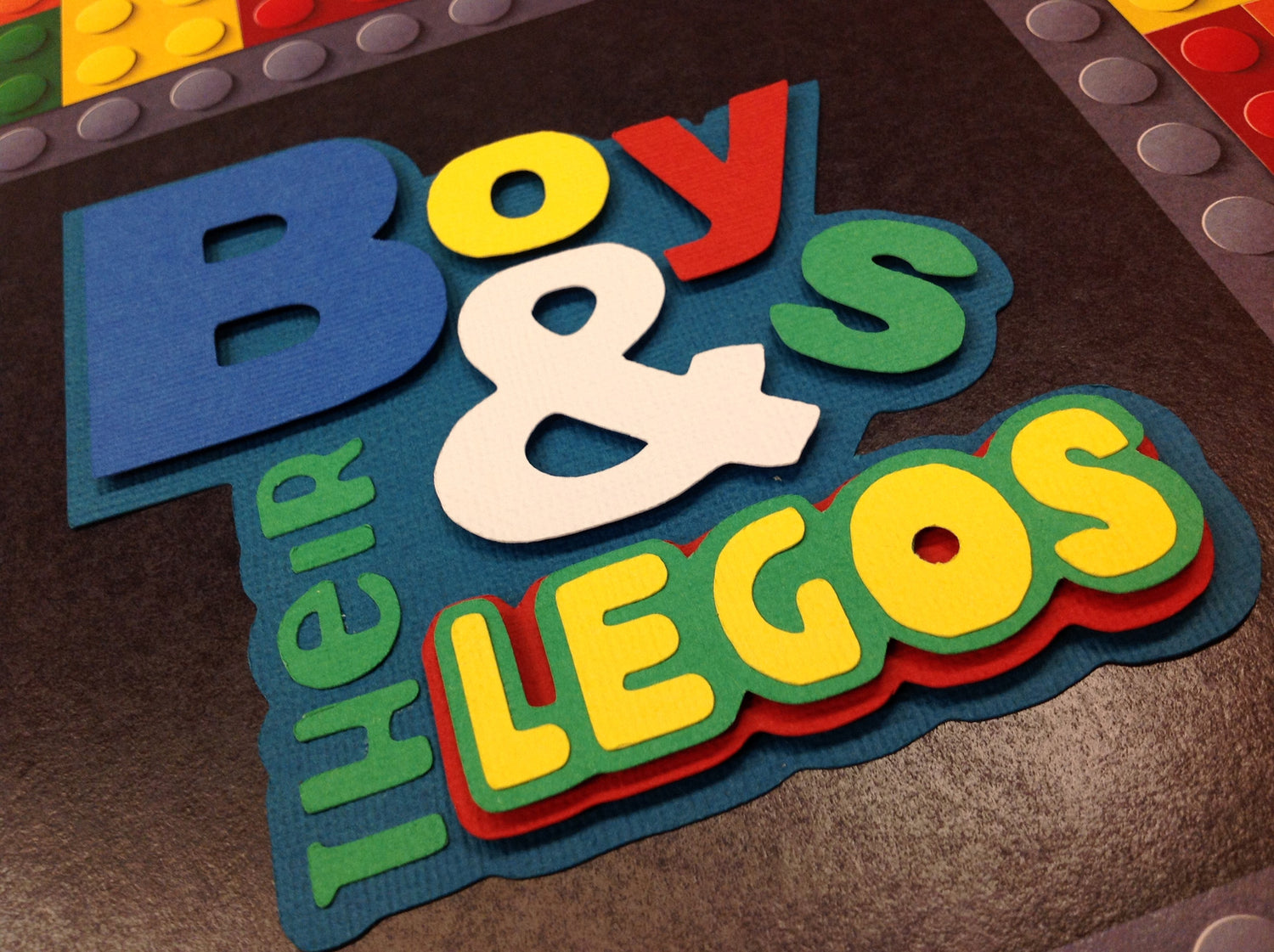 Premade BOYS &amp; THEIR LEGOS 12&quot;X12&quot; Scrapbook Blocks Die Cut