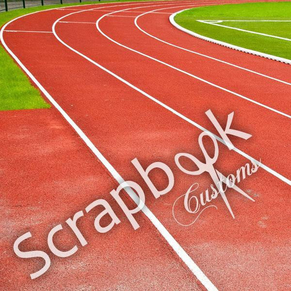 TRACK LANES LEFT 12&quot;x12&quot; Sports Sheet Scrapbook Customs