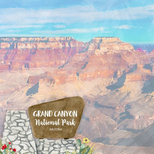 GRAND CANYON National Park Watercolor 12&quot;X12&quot; Paper Scrapbooksrus