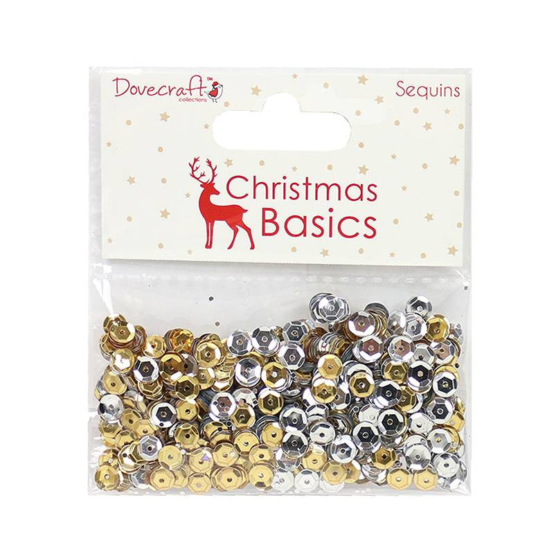 Dovecraft Christmas Basics SEQUINS Silver &amp; Gold