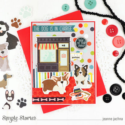 Simple Stories Pet Shoppe DOG Decorative BRADS &amp; CHIPBOARD Pieces 27pc